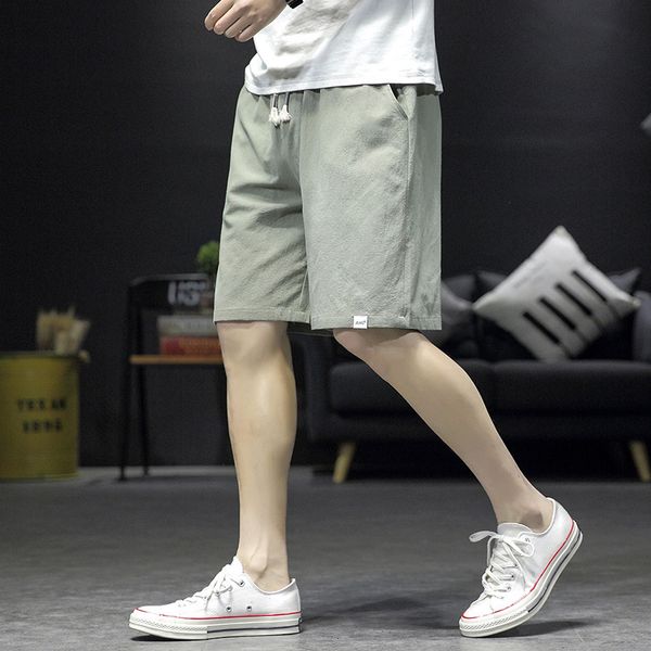 

shorts men's 2020 summer new loose casual wide leg korean versatile cotton linen straight pants, White;black