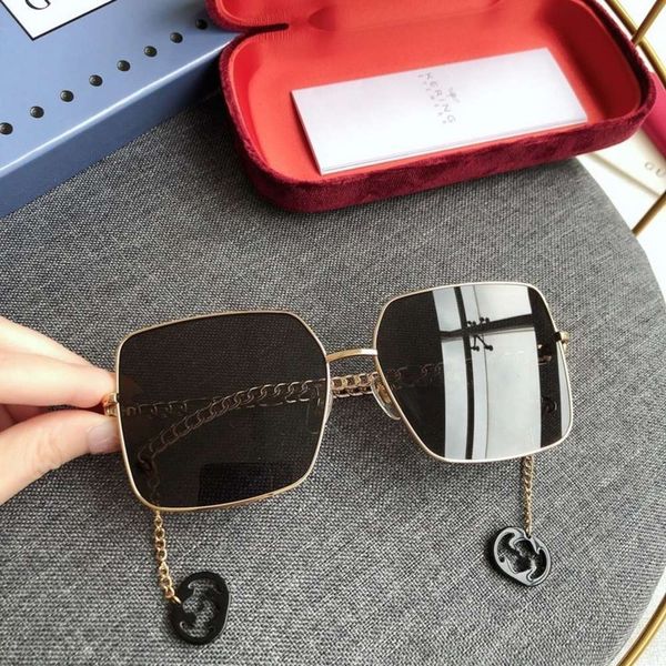 

women fashion sunglass big 2020 box new chain pendant high grade g family sunglass net red with all kinds of styl, White;black