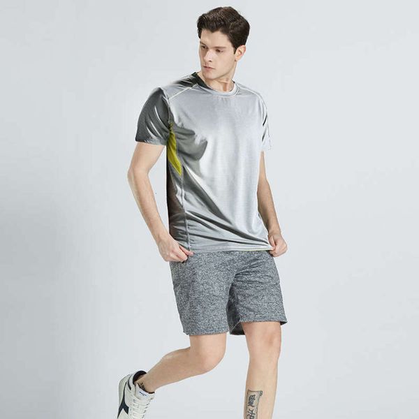 

suit men's loose casual short sleeve sports t-shirt fitness size 5-point shorts, Gray