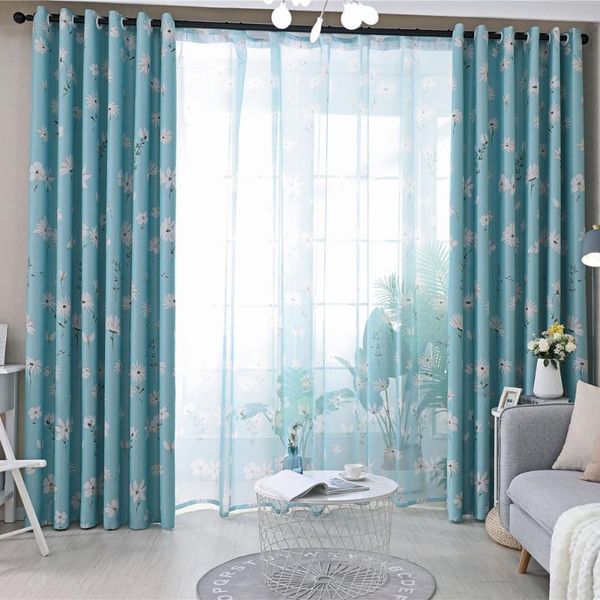 

curtain & drapes flower print curtains window screening room darkening thermal insulated grommet tb sale