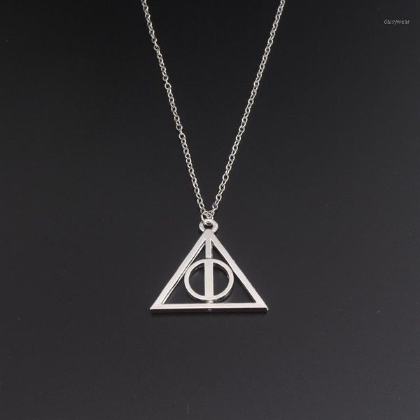 

sg movie hp deathly hallows wizard necklace can be rotated gregory's fiduciary triangle men lady necklaces pendants1, Silver