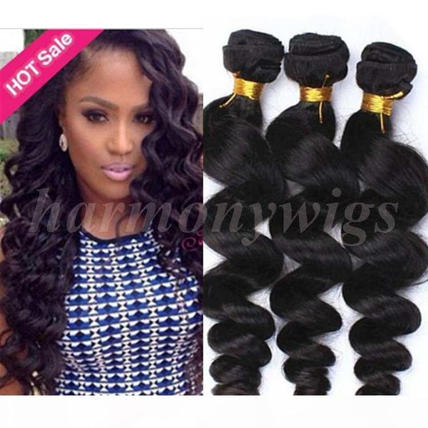 

virgin indian hair bundles human hair weaves loose wave wefts unprocessed brazilian peruvian malaysian mongolian remy human hair extensions, Black