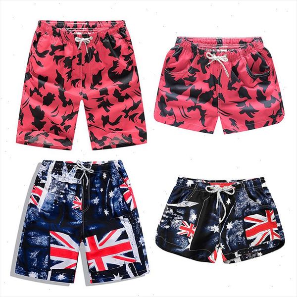 

new beach shorts men women printed couple swimwear quick dry elastic trunks summer beach swimming briefs men swim shorts, White;black