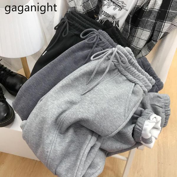 

women's pants & capris gaganight fuzzy women autumn winter sweatpant solid elastic high waist trousers warm thick pant casual loose pan, Black;white