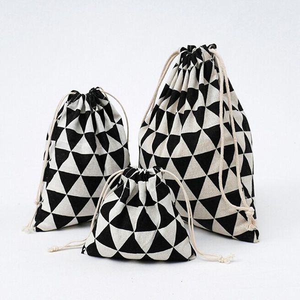 

new 3pcs storage bag drawstring cotton linen storage bag gift candy jewelry organizer makeup cosmetic coins keys bags