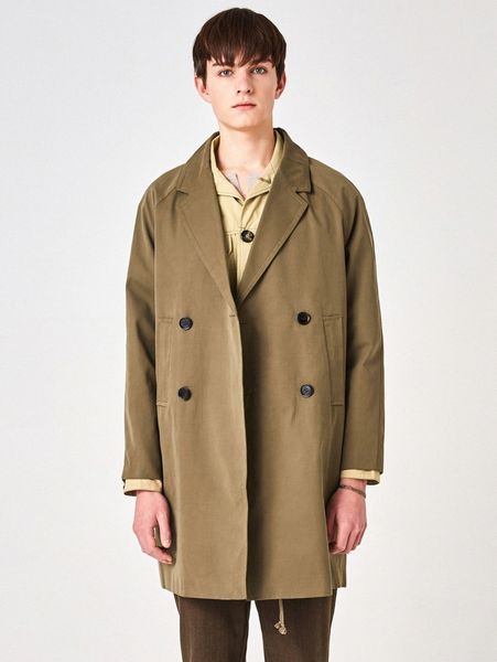 

men lapel neck double button raglan sleeve trench coat k0bj#, Black;brown