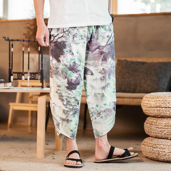 

fashion mens jogging pants streetwear casual pants men elastic chinese style harem mens large size 5xl, Black
