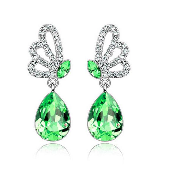 

dangle & chandelier fashion silver plated butterfly pendant crystal drop earrings jewelry bijouterie for wedding