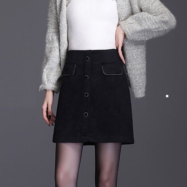 

new 2021 fashion women's autumn to-line thick high female of wool short skirts y390 wz27 6xv7, Black