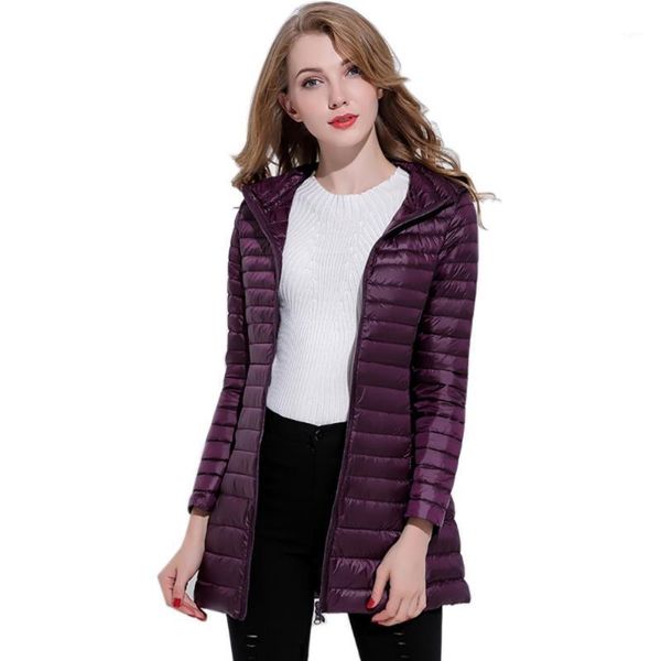 

2020 new winter long jackets women duck warm down coats spring autumn outwear coat women's ultra light hooded parka coats ladies1, Black