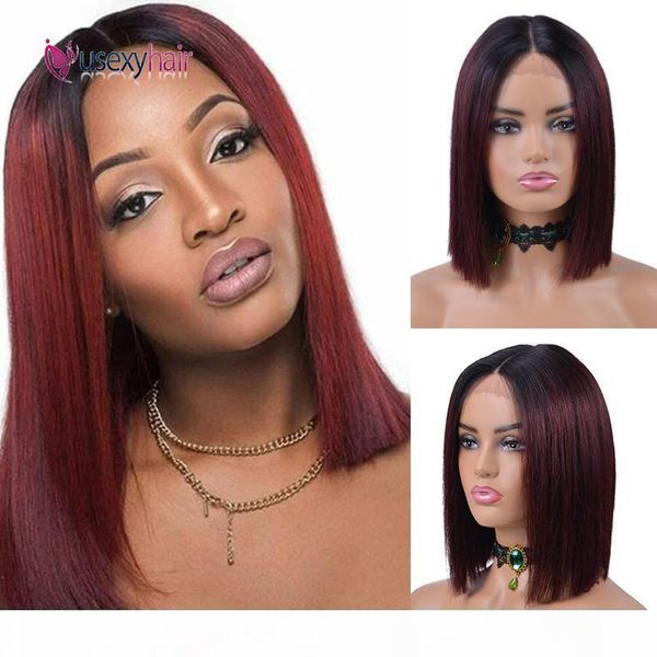 

ushort straight bob human hair lace wigs brazilian remy hair lace wigs for black women 150% density 1*5 u part wig, Black;brown