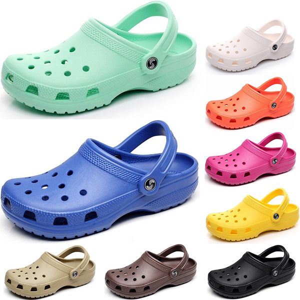 

2021 classic hole shoes men women wading slippers triple white black pink offee royal mens comfortable one-step outdoor lightweight sandals