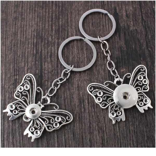 

new snap jewelry 12mm 18mm snap key chains for keyring women gifts girl butterfly keychain bag pendan qyltoo