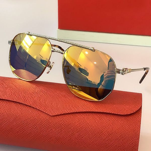 

classic processpolarized fashion sunglasses t logo metal brushed design men super light comfortable large square frame ct0298 size59-16, White;black