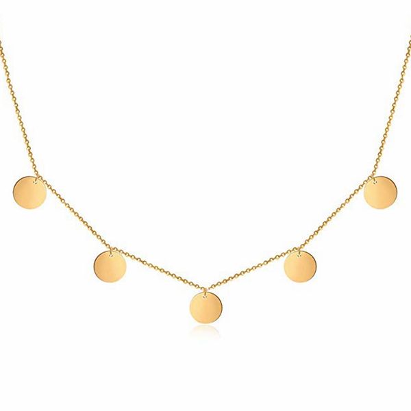 

fashion minimalist stainless steel five small disc necklace, Silver