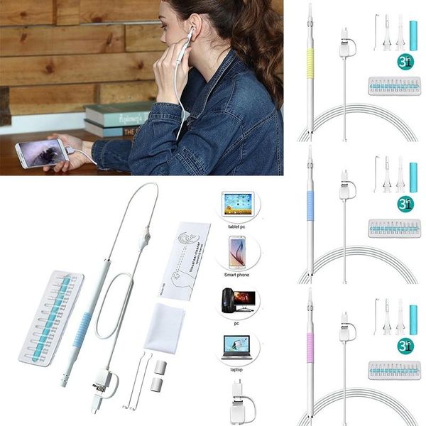 

3 in1 ear 5.5mm visual earpick camera digital otoscope video ear wax camera usb scope nose inspection cam