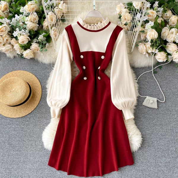 

2021 new design female mesh pieces sweet puff sleeves a-lien autumn dress in streetwear 4w1f, Black;gray