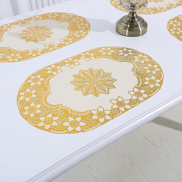 

4pcs placemat tesling pvc table cushion heat insulation cushion western meal pad plastic placemats manteles individuales h wm