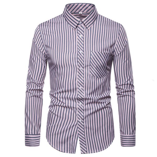 

autumn new business fashion men's long sleeve striped shirt 92007, White;black