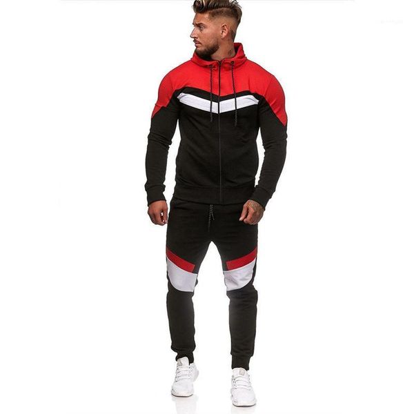 

men's tracksuit set 2020 autumn men new fashion sweatshirt set male jogger sportswear suit man hoodies pants zipper sports suit1, Gray