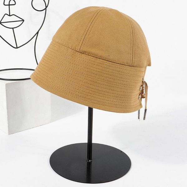 

women summer wide brim sunscreen dome bucket hat hollow out criss-cross lace-up bandage outdoor vacation fisherman cap, Blue;gray