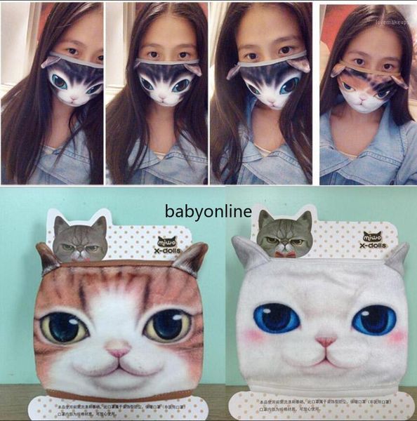 

3d cartoon designer mask cat dog personality washable masks cotton dustproof mouth face mask for women men party reusable masks fy9220