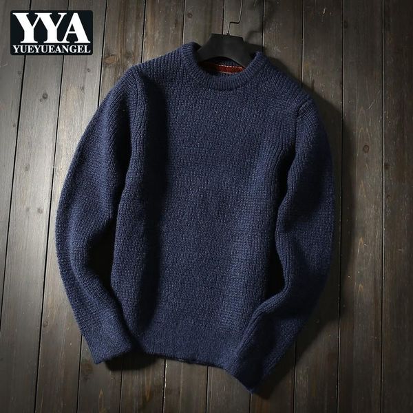 

men's sweaters men wool blends knitting autumn winter solid blue pullover round-neck business casual all-match thickening male, White;black
