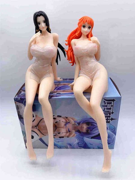 

anime one piece figurine boa hancock nami bathing pvc action figures girl model collection dolls toys gift aa220311