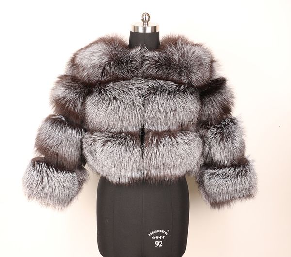 

winter new 2021 women 100% natural long section thick real fashion fox fur coat nc5e, Black