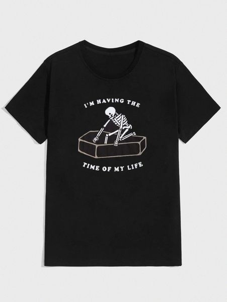 

romwe x catsneeze guys slogan skull graphic tee f9rq#, White;black