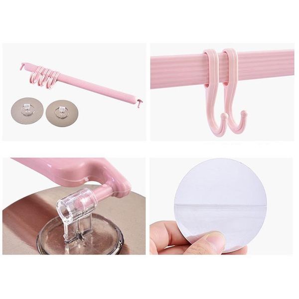 

self adhesive 6 hooks bathroom wall towel holder hanging nail-rack strong paste hooks key hooks kitchen stor bbyjlb