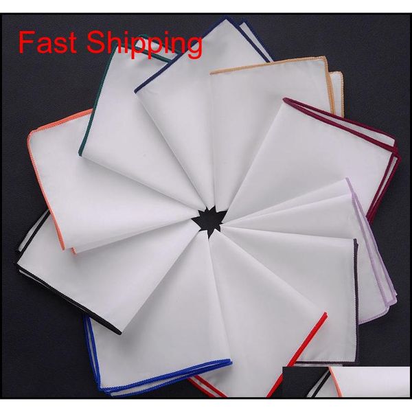 

solid hankerchief 20 colors white cotton pocket square napkin kerchief mocket men's noserag for cocktail party weddin qylrty bde_home, Blue;white