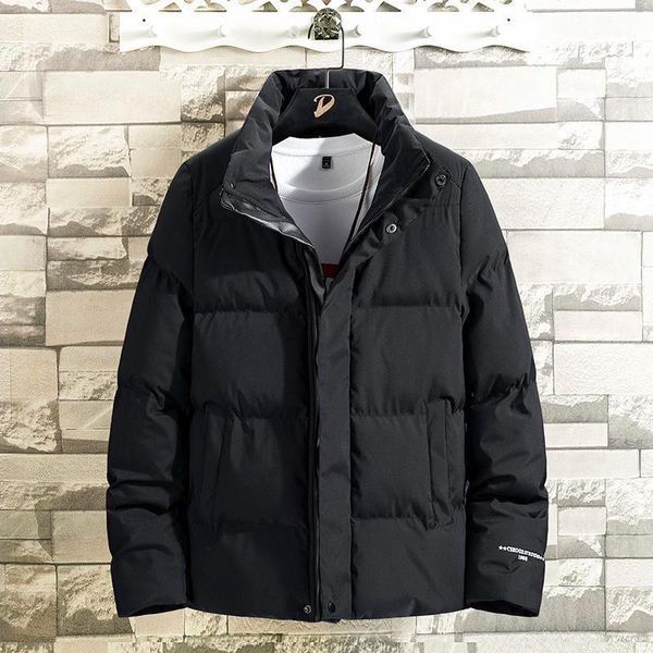 

men's cotton padded jackets men 2020 fashion casual cotton coats down jacket male outwear solid windproof jackets for men1, Black