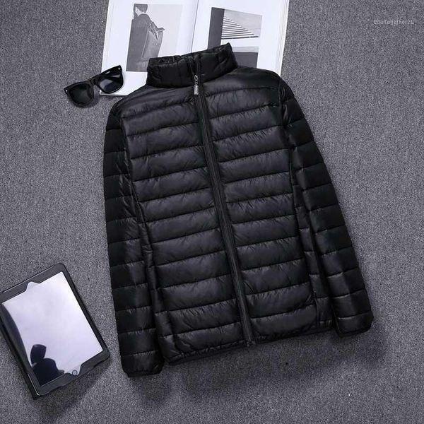 

men's down & parkas autumn and winter light jacket men's stand collar short section ultra-thin lightweight slim casual cotton clot, Black