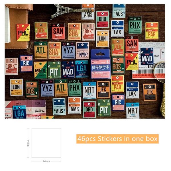 

2016 s мировые наклейки путешествий набор 40 мм мини багажная бирка наклейки этикетки наклейки клейкий уплотнение почтовый дневник альбом по