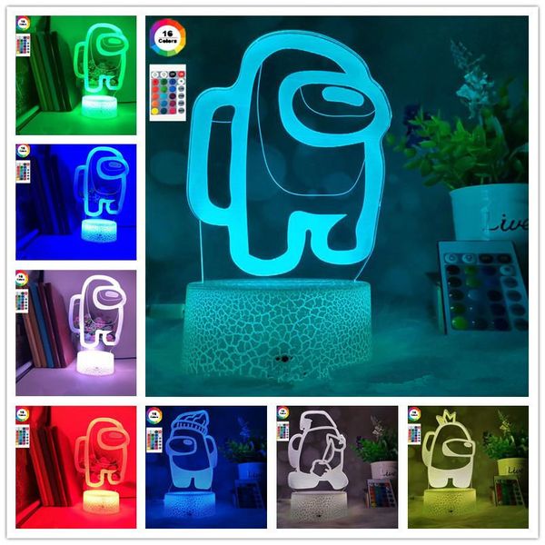 

among us led lighted 3d illusion desklamp creative crack base with remote control bedside night lamps dhl ing