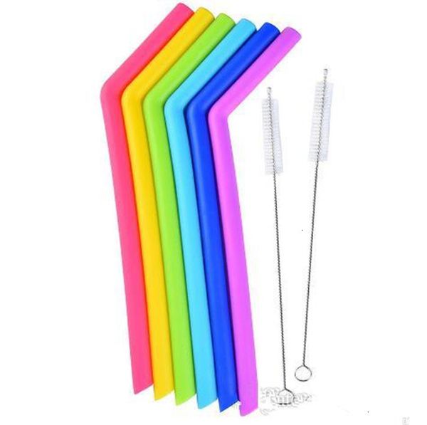 

colored food grade silicone for 20oz 30oz cup silica gel drinking straw with brush