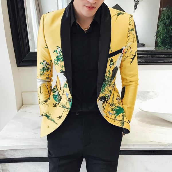 

printed suit jacket luxury men printing blazer slim fit floral mens stage blazer pattern stylish party wedding suits blazers1, White;black