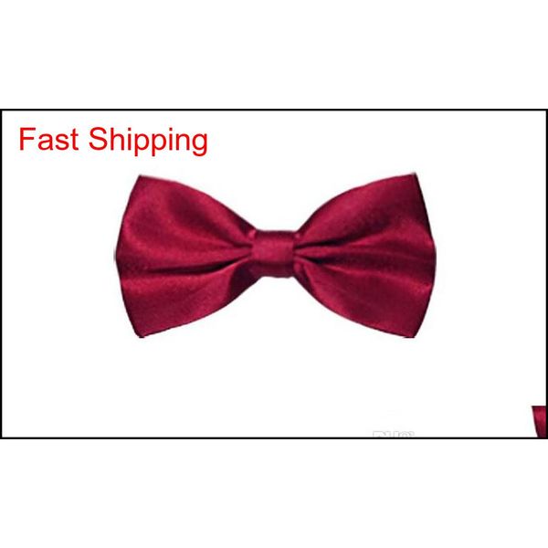 

wholesale men's women's bowtie bow tie solid colors plain silk polyester pre tied tie qylgtg bdefashion, Black;gray