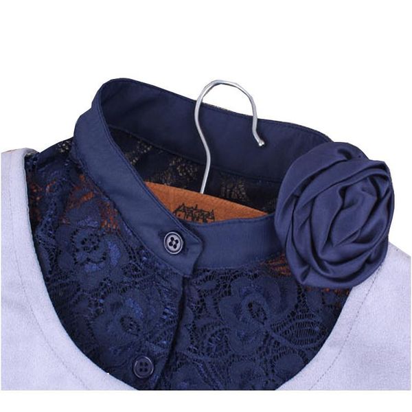 

fashion women lace shirt fake collar detachable collar white rose false collar lapel vintage stand fake ha qyletq, Blue;red