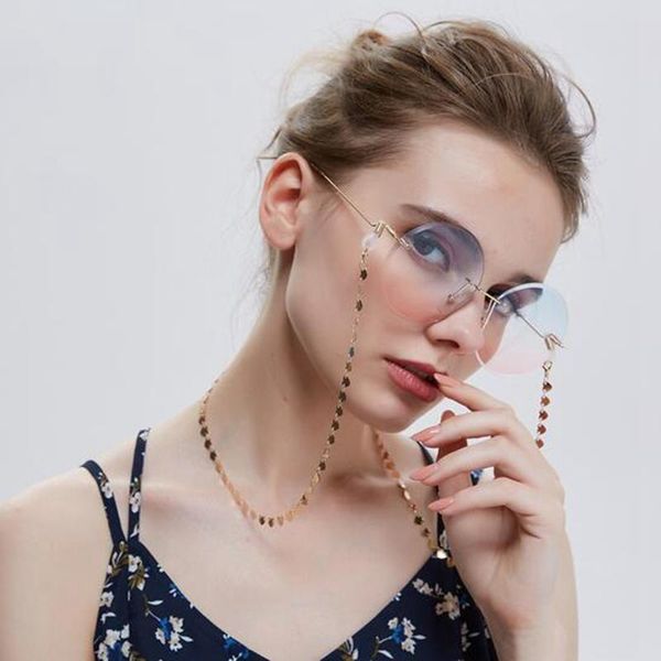 

chic women plated love heart link chain sunglasses lanyard strap necklaces eyeglass holder cord reading glasses head band h jllzep