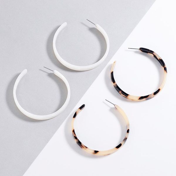 

hoop & huggie oversize leopard earrings round c earring for women geometry statement tortoiseshell brincos acrylic resin, Golden;silver