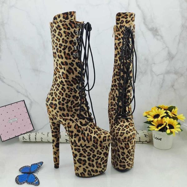 

boots leecabe suede leopard 20cm/8inches pole dancing high heel platform closed toe dance booties1, Black