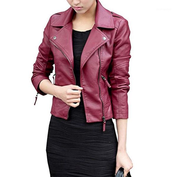 

women's jackets mujer women leather jacket and the wind zipper bright ladies coat women1, Black;brown