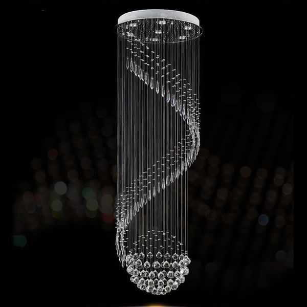 Lampadario di cristallo moderno per design a spirale Lampada di cristallo di lusso a LED Lampada da corridoio interna a sospensione
