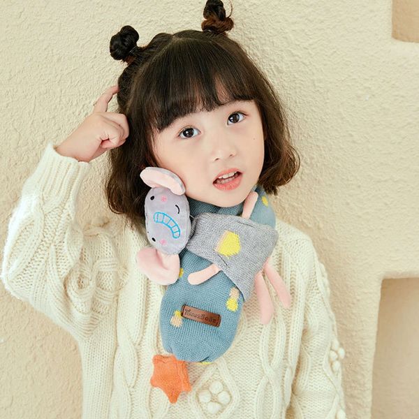 

cartoon star children's neckband winter warm animal super cute korean scarf for boys and girls, Red;brown