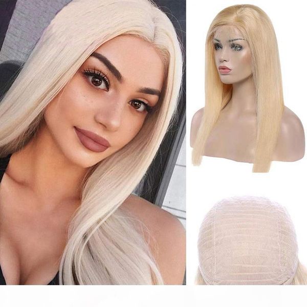 

613 blonde full lace human hair wigs 613 blonde lace frontal human hair wigs brazilian virgin straight hair transparent lace frontal wigs, Black;brown