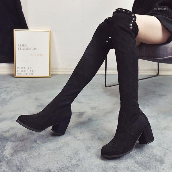 

boots winter lady shoes luxury designer boots-women thigh high heels 2021 stiletto fashion pointy autumn1, Black