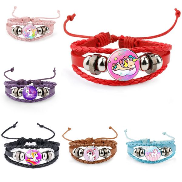 

lovley unicorn style woven bracelet glass charm decoration jewelry party home kids cute gifts ing, Golden;silver