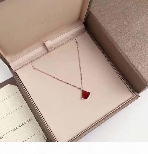 

s925 pure silver fan necklace nature red jade and diamond pendant necklaces charm women party jewelry gift ps5045